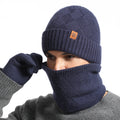 Men Winter Beanie Neck Gaiter Gloves 3-Piece Set Stretchy Thermal Fleece Outdoor Soft Knit Hat Neck Warmer Gloves Set Daily Wear