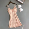Women Nightgowns Sexy Nightwear Lace Patchwork Camisola Lingerie Nighty Wedding Silk Dress Sleep Wear Nightdress Clothes