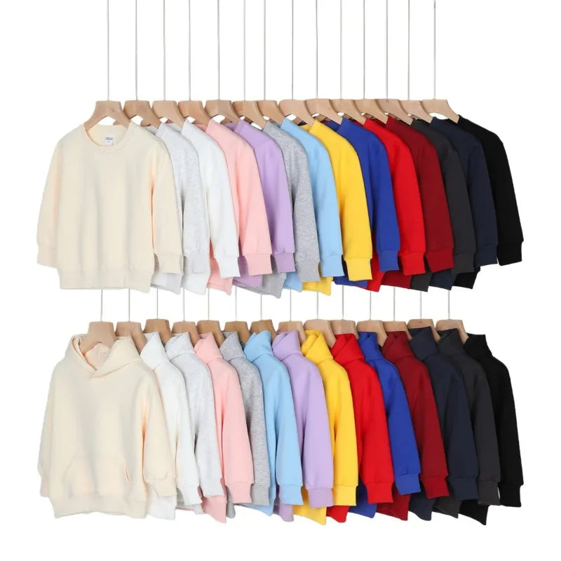 Kids Hoodie Children Cotton Solid Color Hoodie Casual Loose Long-Sleeve Sweatshirt Toddlers Young Children Sweatshirt Hoodie