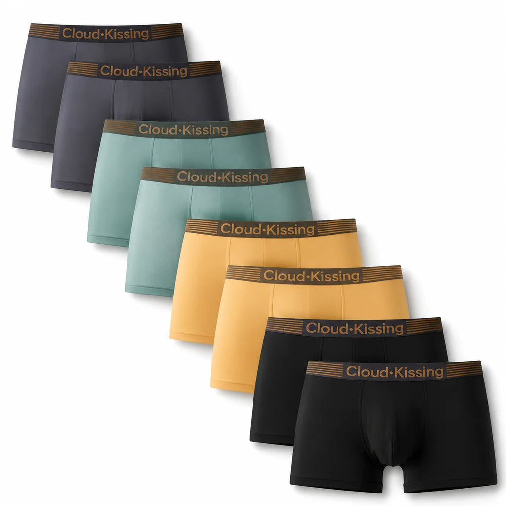 Men's Boxer Briefs 8Pcs Fixed Color Set Seamless Cooling Breathable Quick Dry Elastic Waistband Trunks