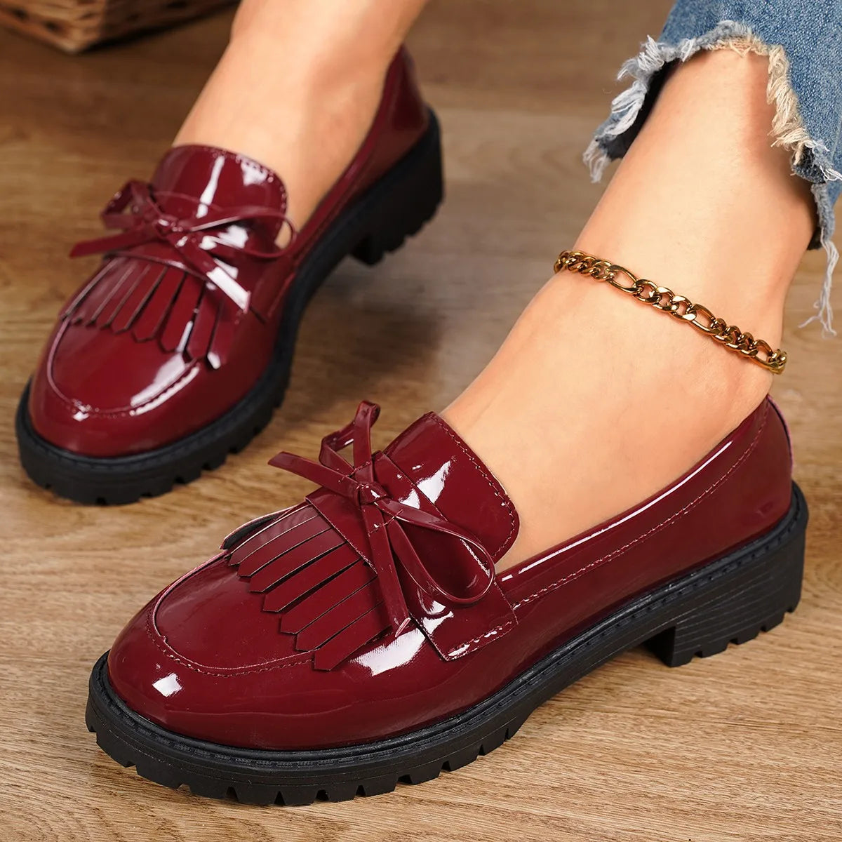 2026 Loafers for Women Platform PU Leather Casual Shoes Woman Spring New Comfort Tassel Slip on Flats Single-shoe