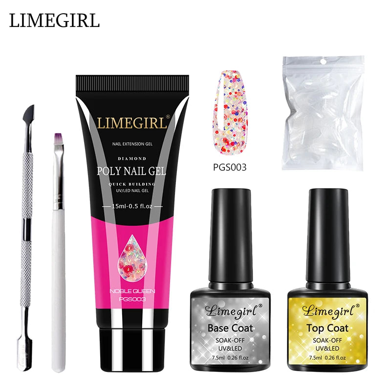 LIMEGIRL  Poly Nail Gel Set Manicure Set Gel Cuticle Pusher Finger Extend Mold Nail Kit All For Quick Extension Manicure Set
