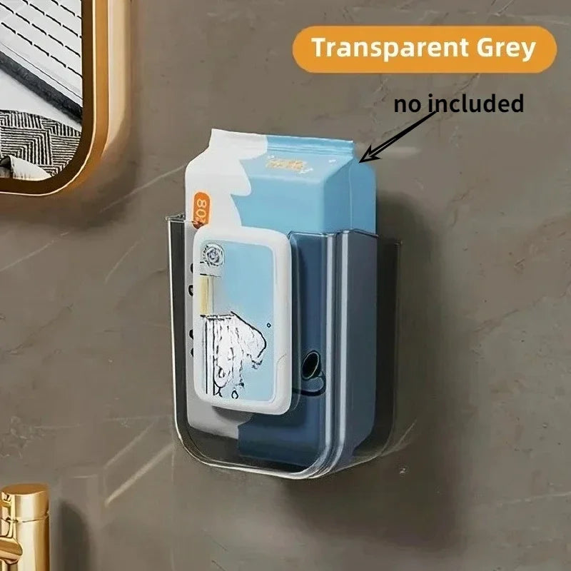 Bathroom Wet Tissue Storage Box Punch-Free Wall Mounted Large Opening Strong Load Bearing Waterproof Organizer
