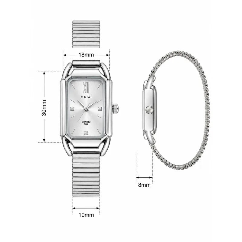 Minimalist Women's Wristwatch Luxury Diamond Dial Steel Band Quartz Wristwatches for Woman Fashion Elegant Ladies Clock Gift