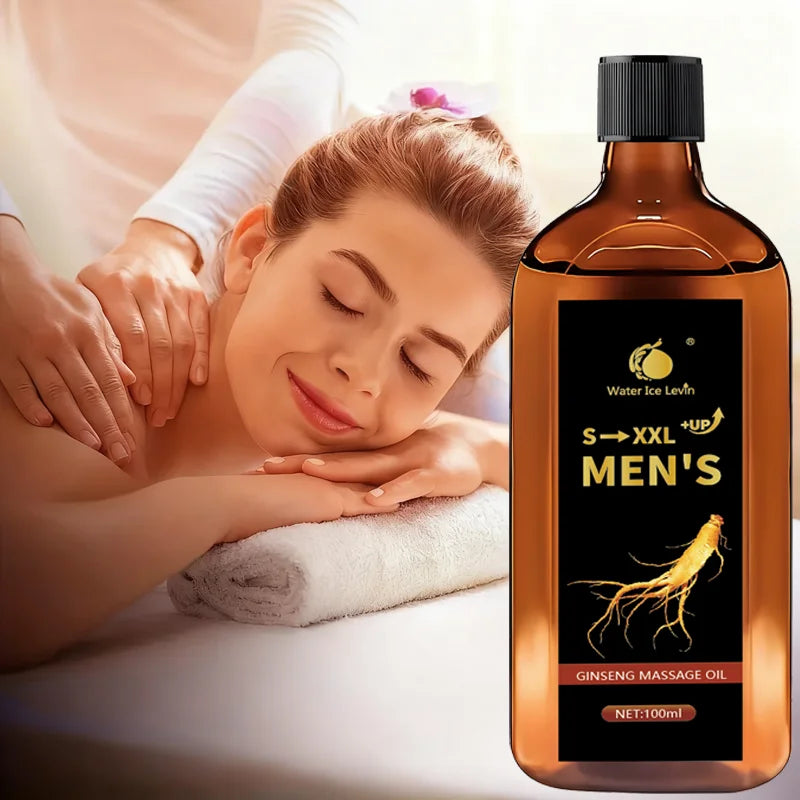 S-XXL +UP Men's Ginseng Massage Oil with Shea Butter - Hydrates & Firms Skin, Boosts Moisture