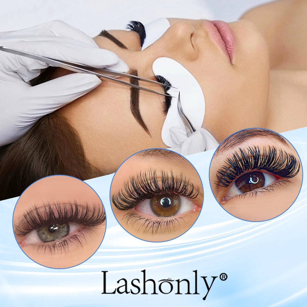 Lashonly Ellipse Flat Lashes Super Soft Matte Split Tips Faux Mink Natural Eyelash Extensions for Beauty Salons