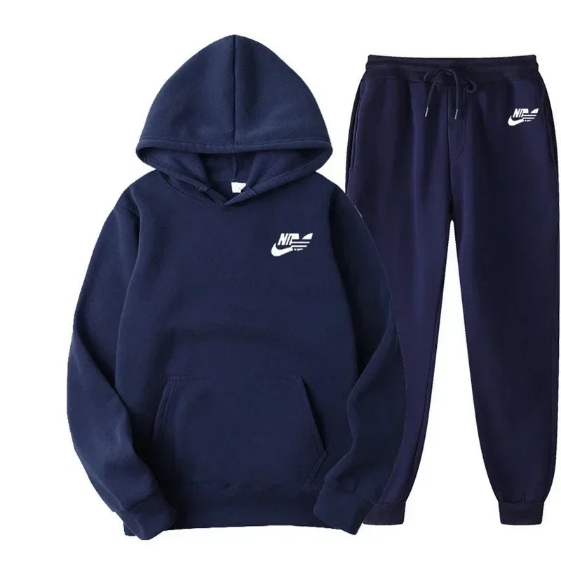 Men's Casual Two Piece Set Sweatshirts Streetwear Fashion Print Sports Suit Spring Autumn Unisex Comfortable Los Style