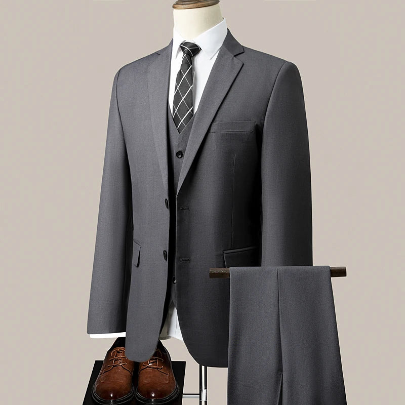 Three-piece suit in new fabric for men, fashionable for business, gentleman's wedding, casual, professional formal wear. M-6XL