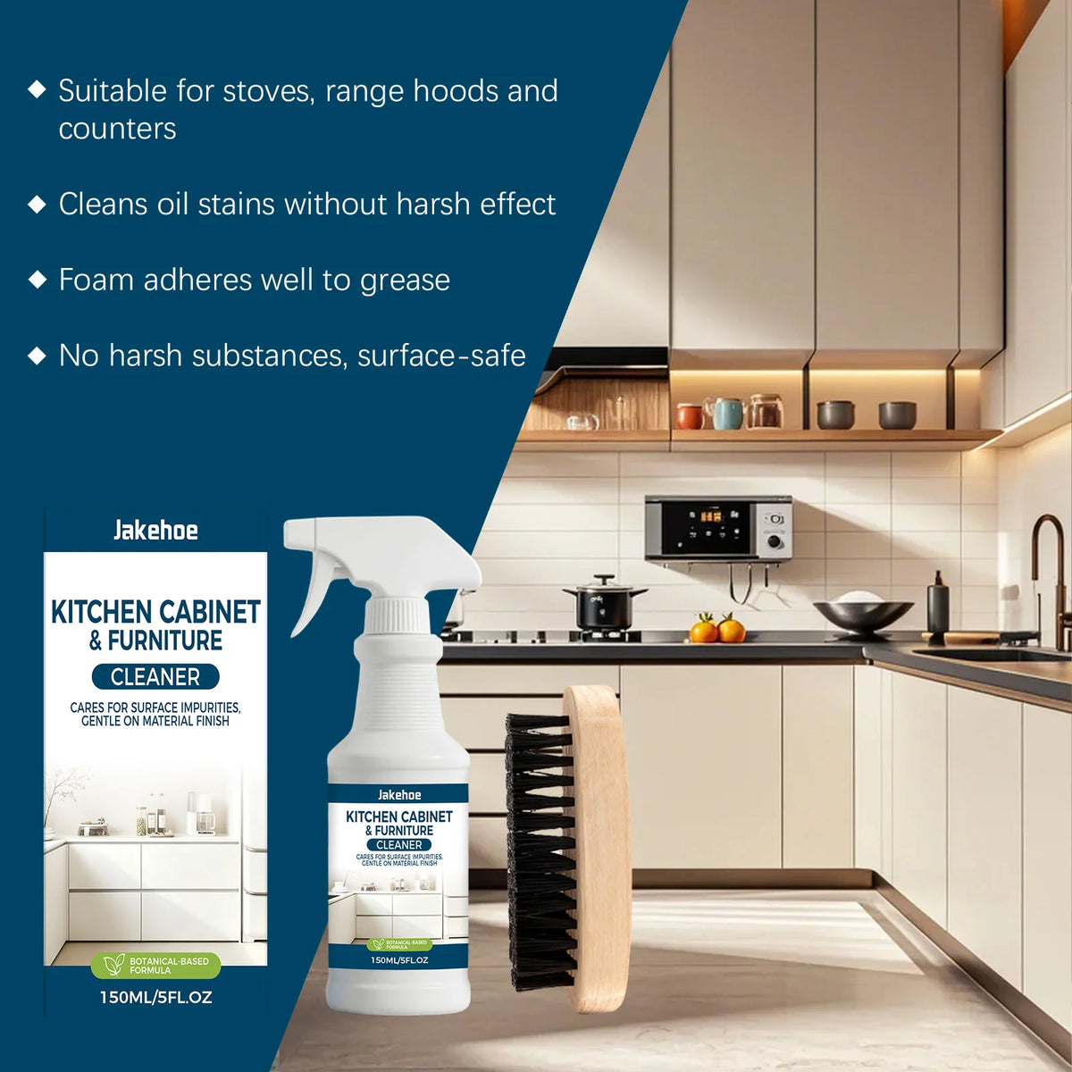 Kitchen Cabinet Cleaner Degreaser Powerful Grease Stain Remover Oil Dirt Cleaning Spray Refreshing No Residue Daily Surface Care