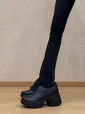 High Heels for Women 2026 New Style Genuine Leather Height-increasing Loafers for Women, Small Leather Shoes, Single Shoes