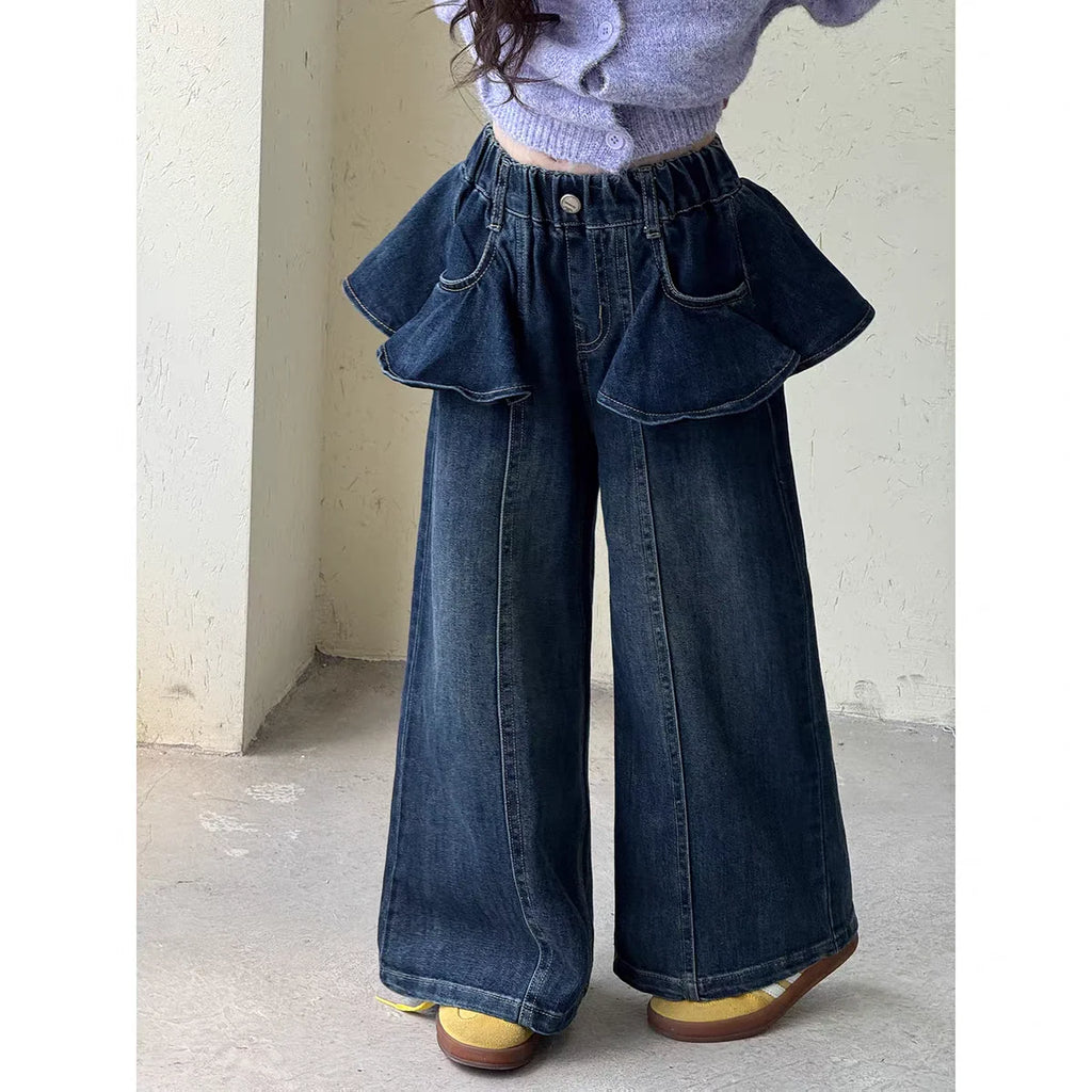 Girls' Jeans 2025 Autumn and Winter Korean New Style Children's Straight Leg Pants Casual and Fashion Kids Pants