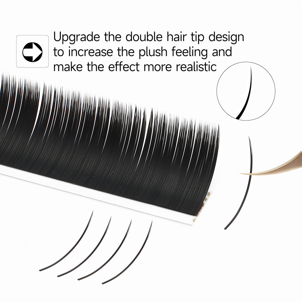XIUSUZAKI Flat Ellipse Individual Lashes Extensions Matte Black Split Tips Classic Volume Eyelash Extension False Lashes Tools