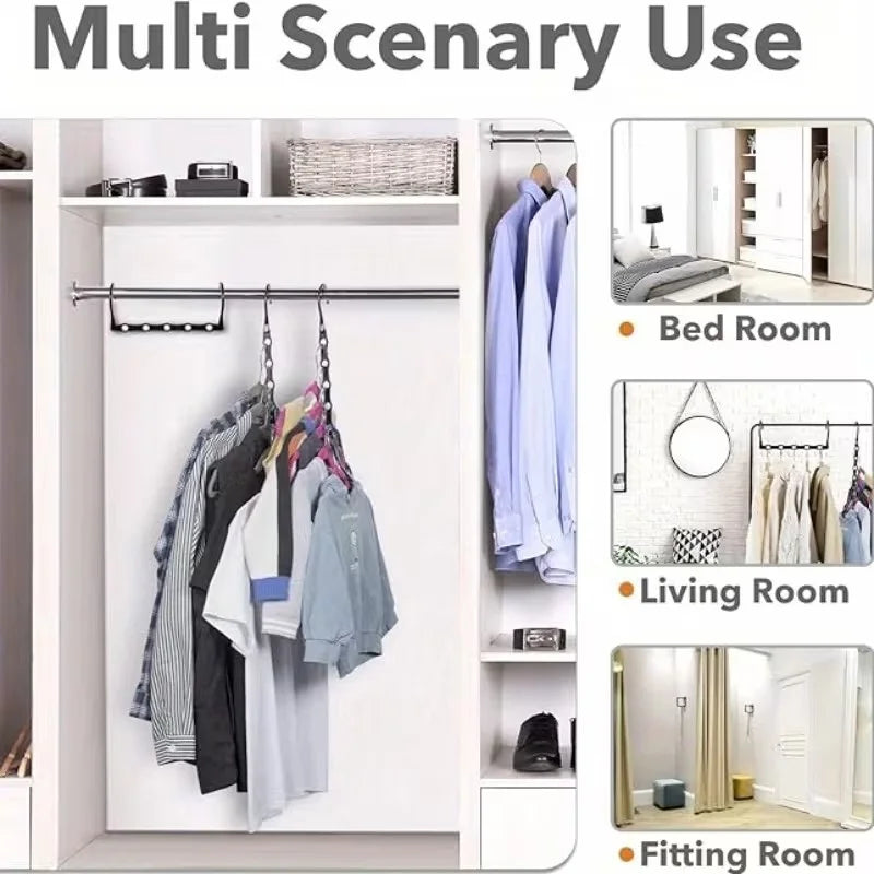 Creative Five-Hole Magic Hangers,Magic Space Saving Hangers,Suitable for Large Clothes,Dorm Room  Wardrobe Clothes Organizer