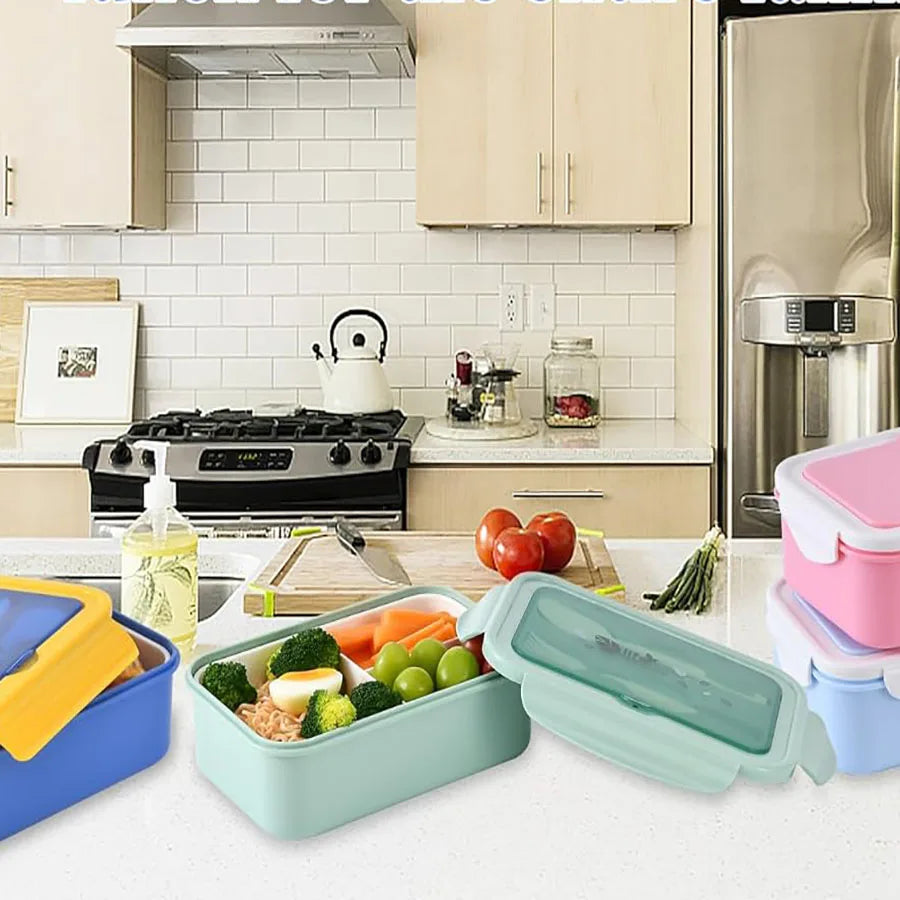 Bento Boxes for Adults - 1400 ML Bento Lunch Box For Kids Childrens With Spoon & Fork - Durable Perfect Size for On-the-Go Meal