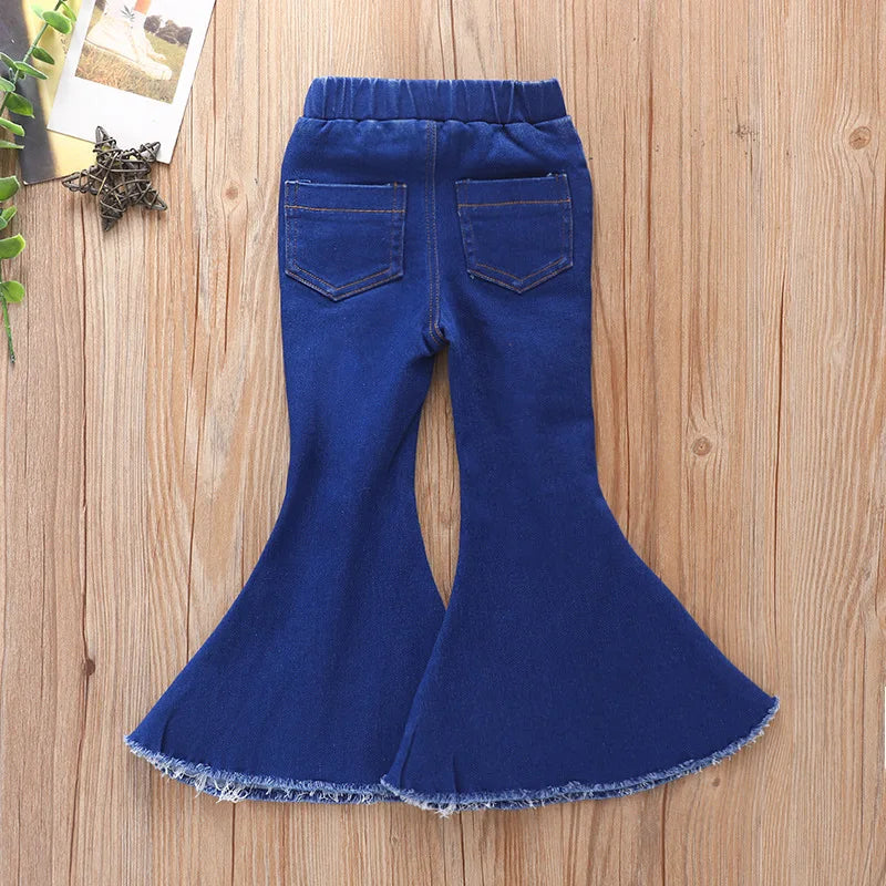 Baby Girls Tight Jeans Spring Autumn Girls Hole Denim Trousers Casual Kids Stretch Flared Pants Children Clothes for 2-6 Years