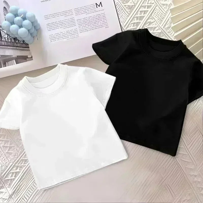 Kids Family Matching T Shirt Line Bear Korean Text Cartoon Print Short Sleeve Cotton Tops For Boys Girls Daily Casual Outfit
