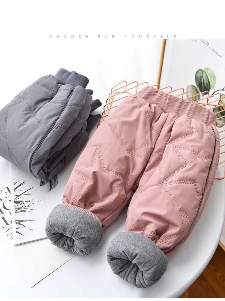 2022 New Warm pants Kids Cartoon Pant Fashion Boy Girl Jeans Winter Thickening Kids Denim Pants Baby Jean Infant Clothing 1-6Y