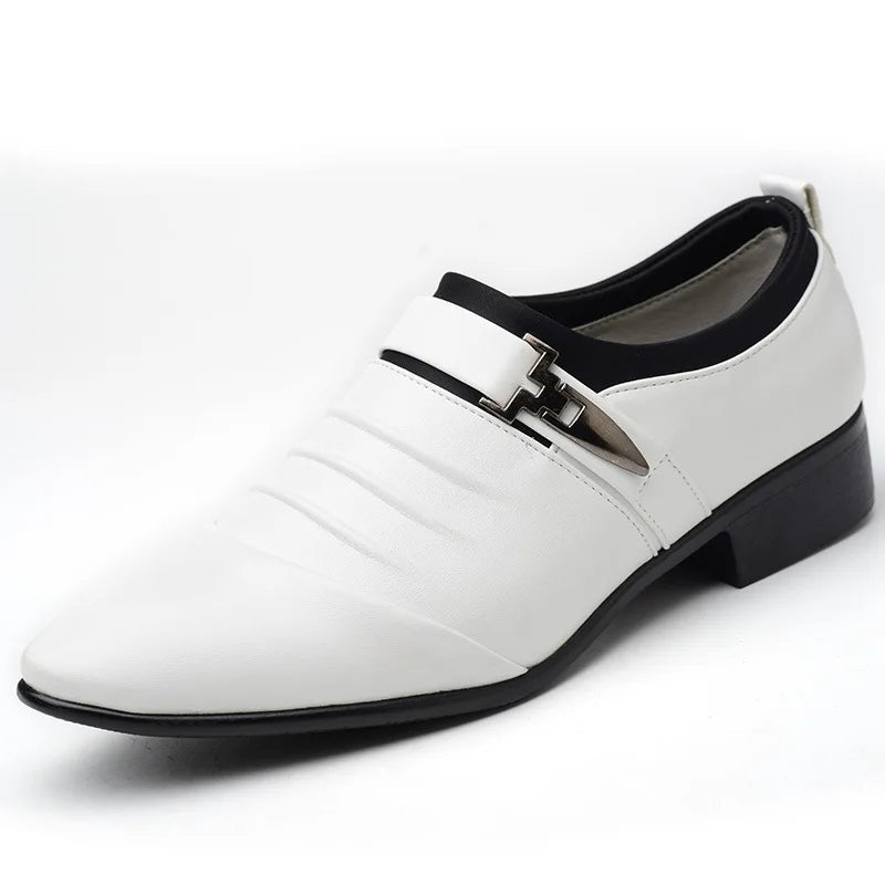 Mens Dress Shoes Business Leather Shoes Luxury Slip on Oxfords Point Toe Men Wedding Shoes Loafers Classic Plus Size Formal Shoe