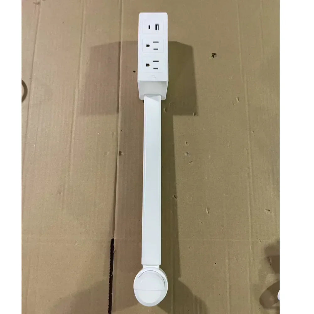 New Rotates 180° Electrical Outlet Extender Adjustable Length White Power Outlets Extender Power Socket Expander for NightStand