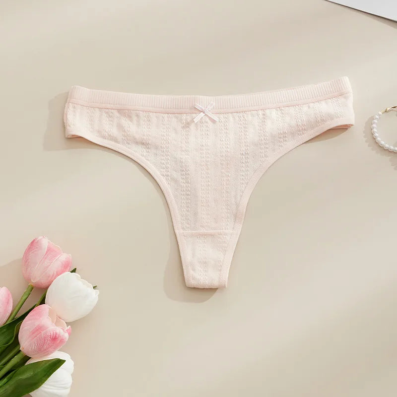 Cotton Girls Panties Cute Sexy Women Briefs Lady Thong BowKnot Underwear G String Female Lingerie