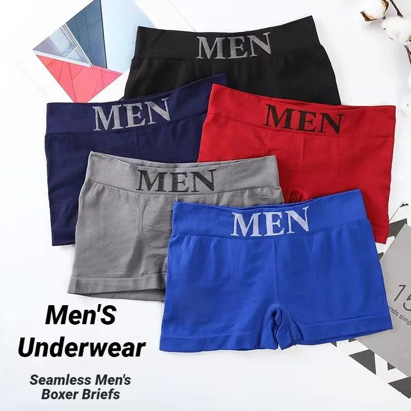 Men's 5 Pcs Plain Color Boxer Briefs Breathable High Elastic Comfortable Soft Skin‑Friendly Casual Underwear Underpants For Men