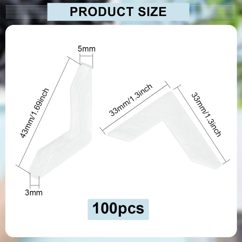 100Pcs Corner Protectors L-Shaped Corner Bumpers Translucent White Plastic Corner Guards Covers Edge Protector for Picture