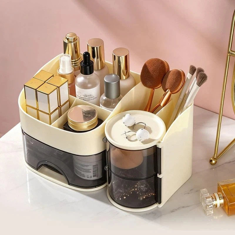 Makeup Organizer With Transparent Drawers Multiple Compartments Vanity Storing Cosmetics Brushes Skincare Products