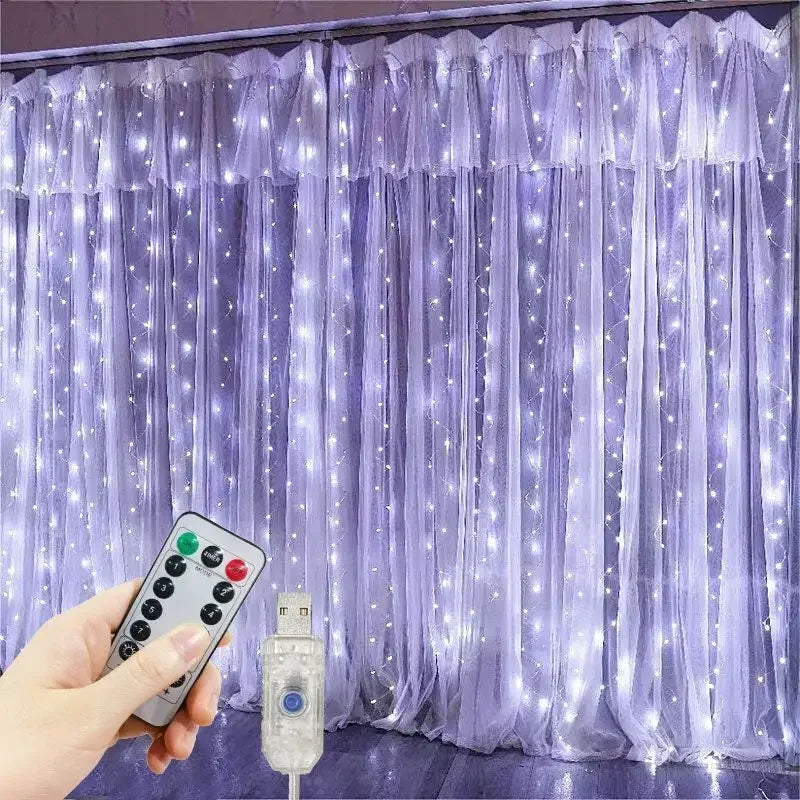 Weihnachtslichtervorhang – USB-betrieben mit 8 Lichtmodi