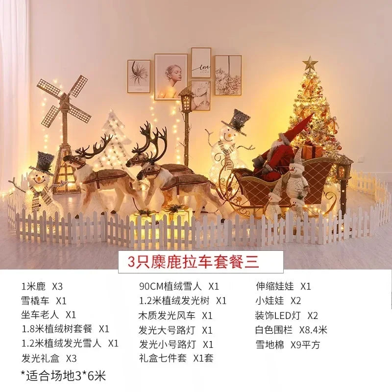 Klassische Weihnachtsmann-Schlitten-Dekoration mit Rentieren