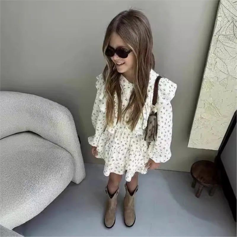 Fashion Baby Girl Clothes Set Floral Shirt+Layered Skirt 2PCS Infant Toddler Child Blouse Suit Spring Autumn Baby Clothes 2-7Y
