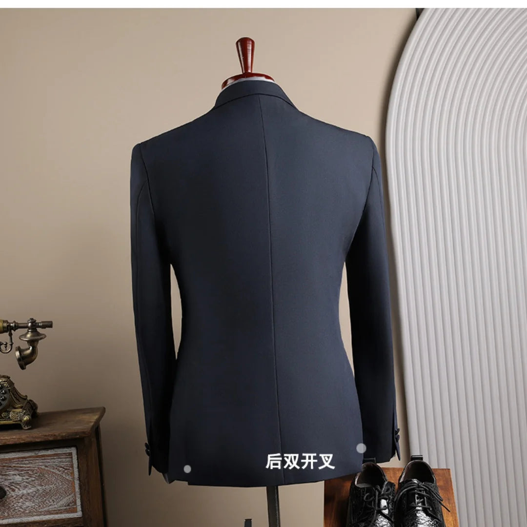 Men's Suits Complete Men's Suits 3‑Piece Outfit Set Elegant Wrinkle‑Resistant Well‑Tailored For Wedding Business Meetings