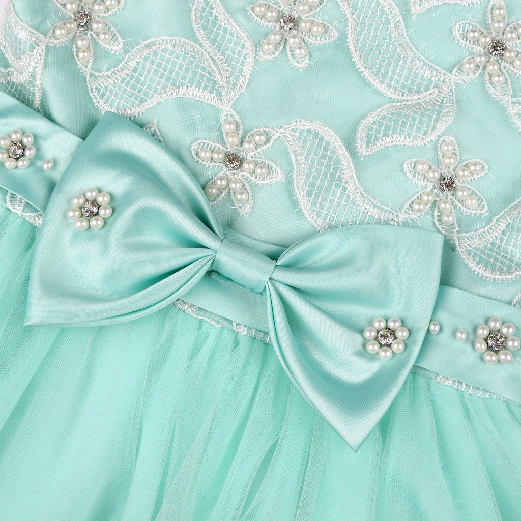 Princess Party Dress for Girls European American Embroidery Lace Net Gauze Flower Child Dress Elegant Frock with Puffy Sleeves