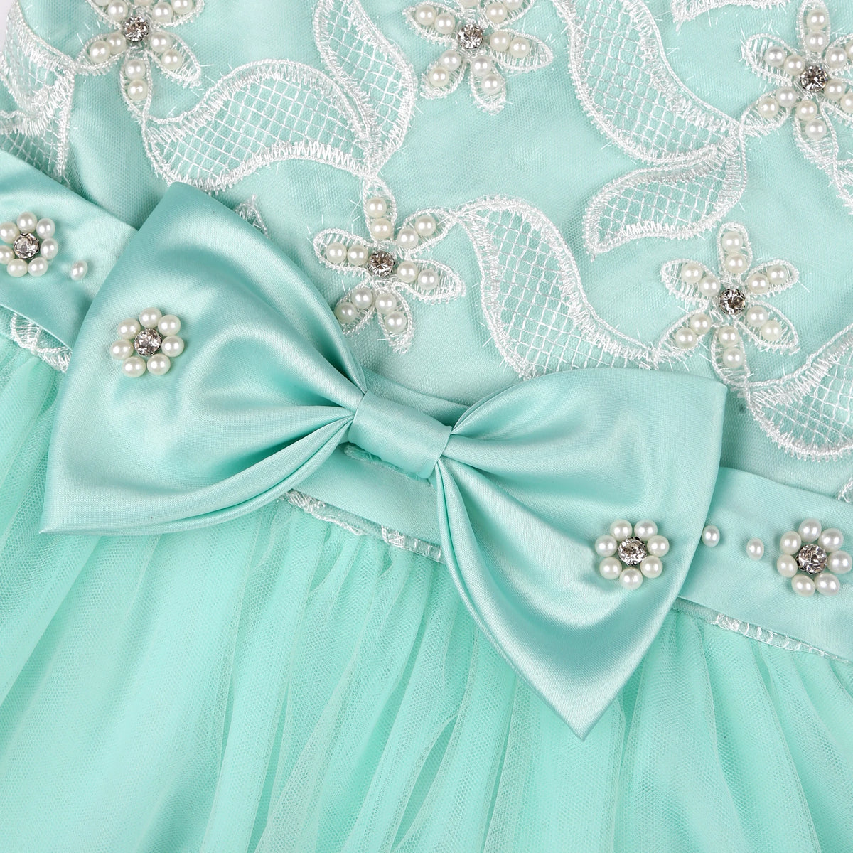 Princess Party Dress for Girls European American Embroidery Lace Net Gauze Flower Child Dress Elegant Frock with Puffy Sleeves