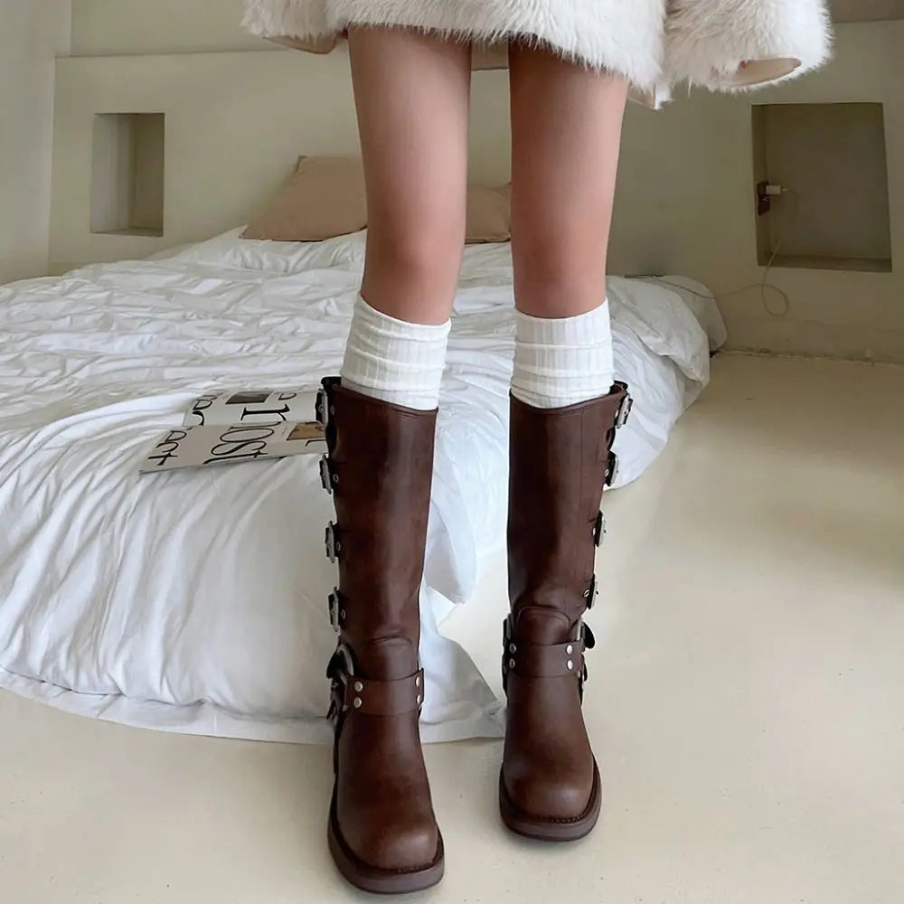 Fashion Pure Cotton Knee-high Socks Solid Color Keep Warm Long Tight Socks Boot Socks Fall Winter