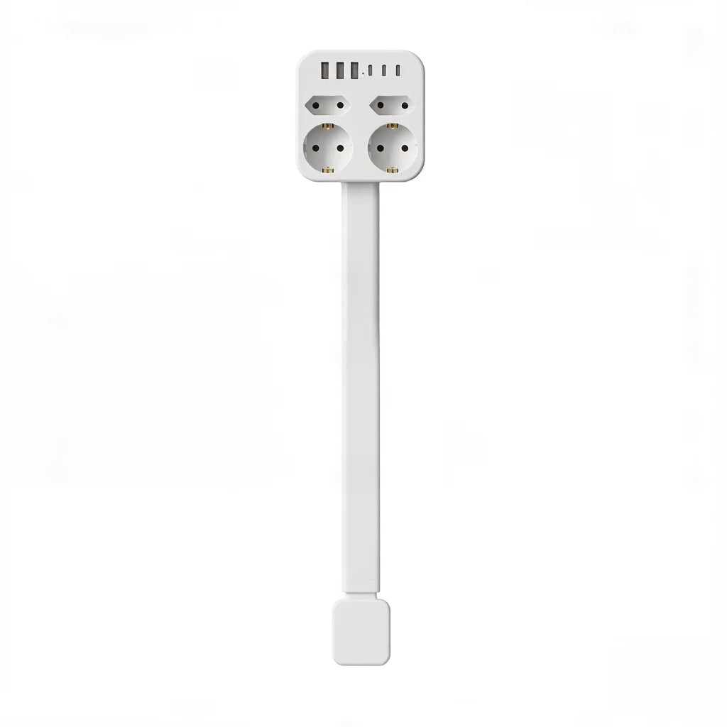 New Rotates 180° Electrical Outlet Extender Adjustable Length White Power Outlets Extender Power Socket Expander For Nightstand