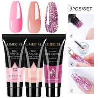 LIMEGIRL  Poly Nail Gel Set Manicure Set Gel Cuticle Pusher Finger Extend Mold Nail Kit All For Quick Extension Manicure Set
