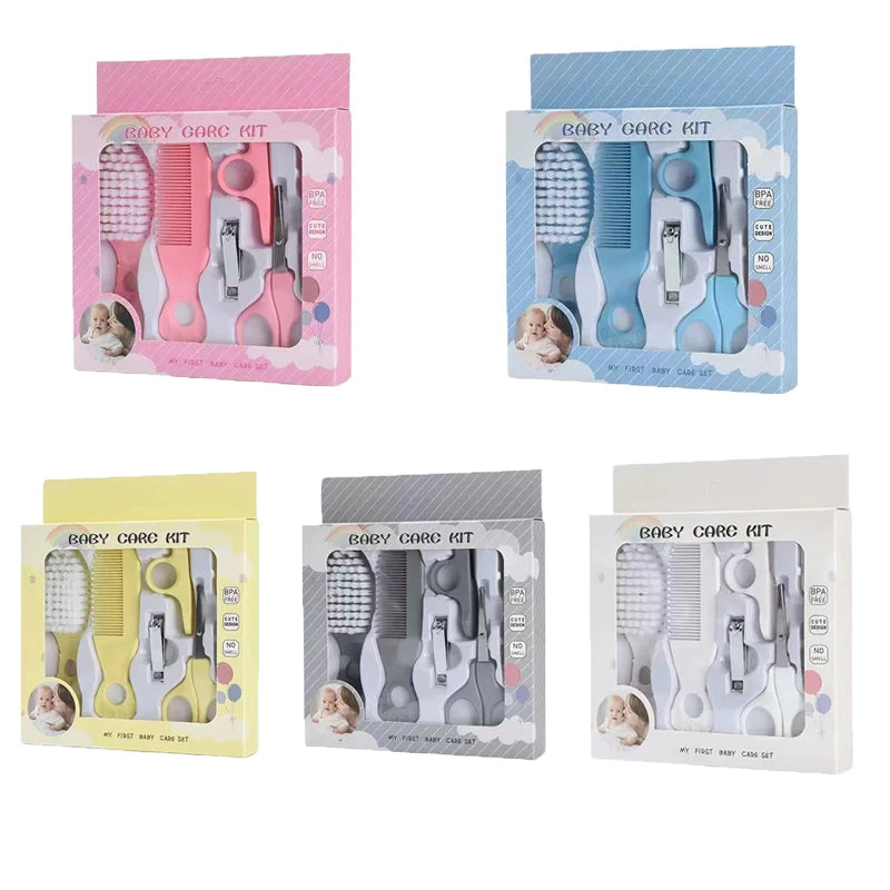 Baby-Pflegeset, BPA-frei, niedliches Design, Kamm, Bürste, Nagelknipser und Schere, sichere Pflegeutensilien für Neugeborene und Säuglinge