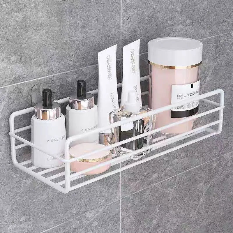 Bathroom Storage Rack Kitchen Organizer Shelf Black Shelves Corner Frame Iron Shower Punch Free Mounted Caddy Rack