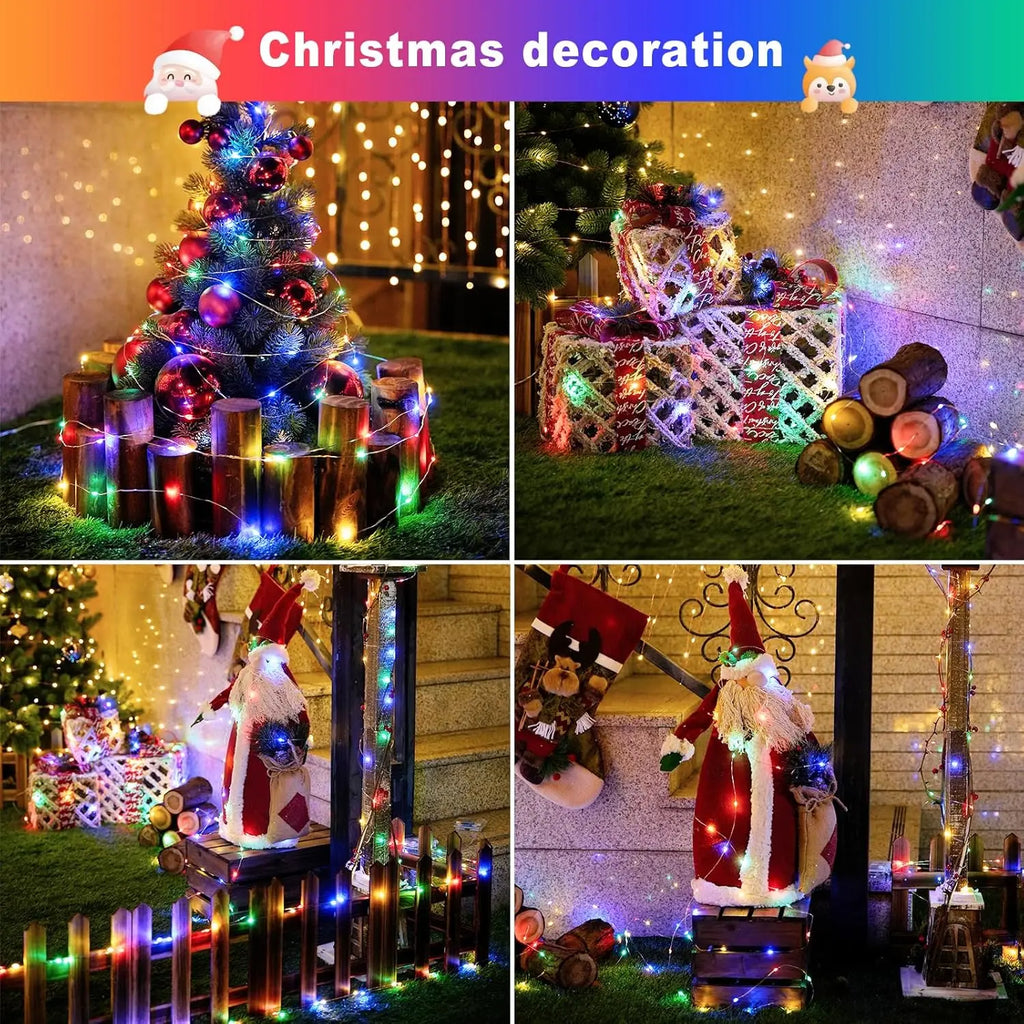 Christmas Outdoor Solar String Lights LED Flashing Fairy Lights DIY Shape Design Garden Decor Lights for Yard Tree Xmas Party