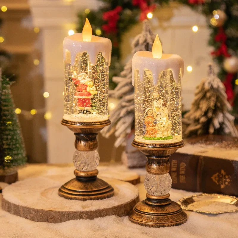 Dekorative Weihnachts-LED-Kerzen mit Schneeeffekt