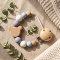 2026 Personalized Pacifier Clip Silicone Beads Beech Wood Teether Holder Custom Name Heart BPA Free Handmade Baby Shower Gift