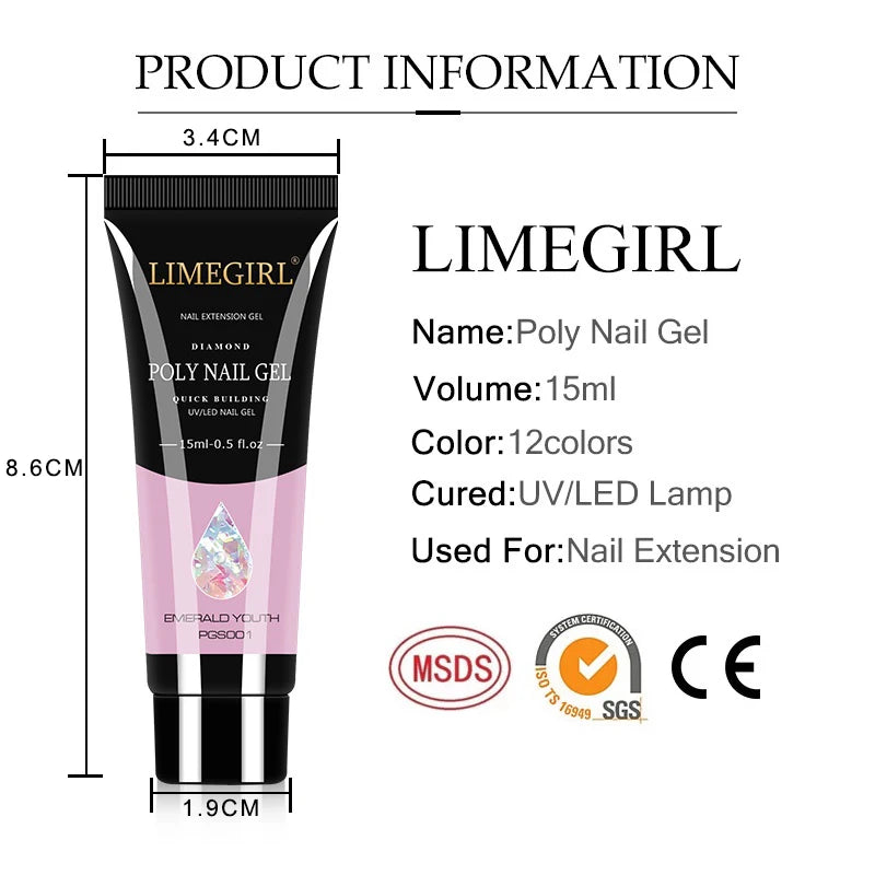LIMEGIRL  Poly Nail Gel Set Manicure Set Gel Cuticle Pusher Finger Extend Mold Nail Kit All For Quick Extension Manicure Set