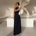 Sharon Said Women' s Elegant Evening Dress with Sleeveless Chiffon Flowing A-Line Wedding Guest Gowns High Neck SF154 Customized