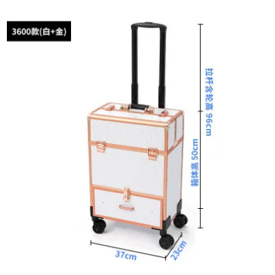 Professional makeup box with drawers, pull rods, nail embroidery toolbox