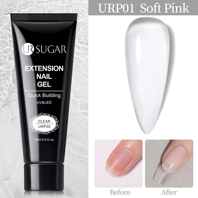 UR SUGAR 15ml Nail Extension Gel Set Acrylic Quick Building Hard Gel For Finger Prolong Form Tips Manicure Extension Tool Kits