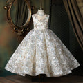 Girls Birthday Party Sleeveless Dress Sequin Flower Evening Dresses Piano Model Catwalk Performance Costumes Ball Gown