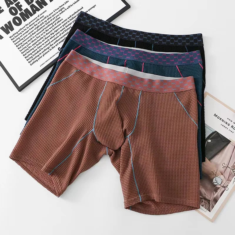 Men’s Boxer Briefs Breathable Soft Stretch Underwear High Elastic Comfortable Plain Color Shorts
