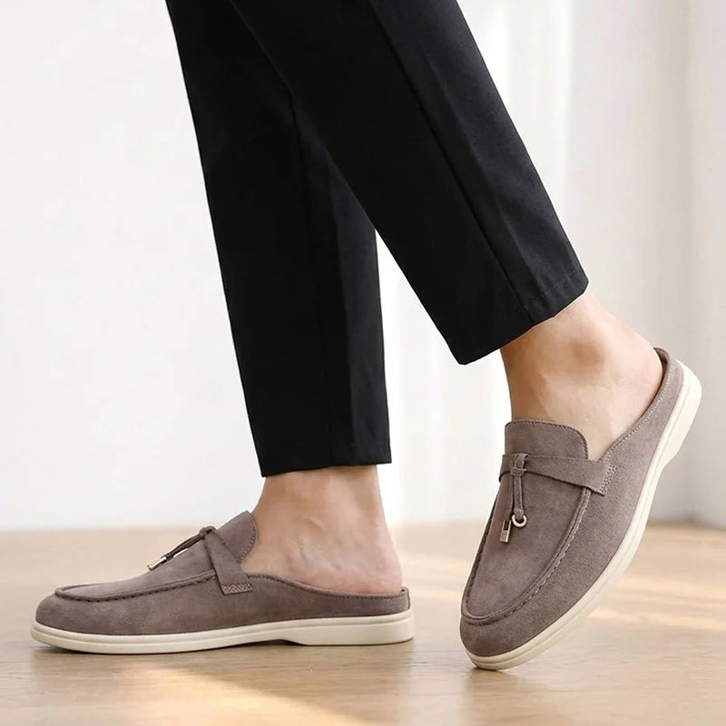 Men's fashion slippers, retro lazy style, thick-soled flat comfortable single shoes, suitable for both indoor and outdoor wear
