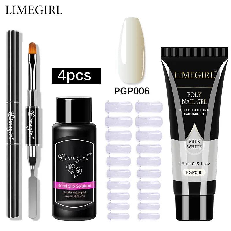 LIMEGIRL  Poly Nail Gel Set Manicure Set Gel Cuticle Pusher Finger Extend Mold Nail Kit All For Quick Extension Manicure Set