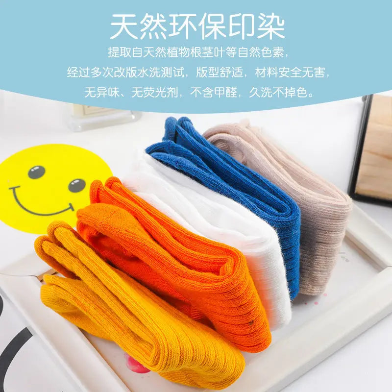 5 Pairs/Lot Baby Socks Spring Autumn Pure Cotton Floor Socks Non-Slip Non-Tightening High Tube Newborn Unisex Baby Socks